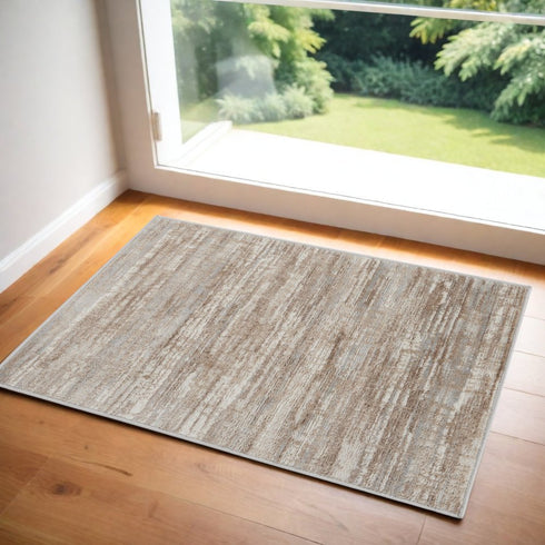 9' X 12' Ivory and Gray Abstract Non Skid Area Rug